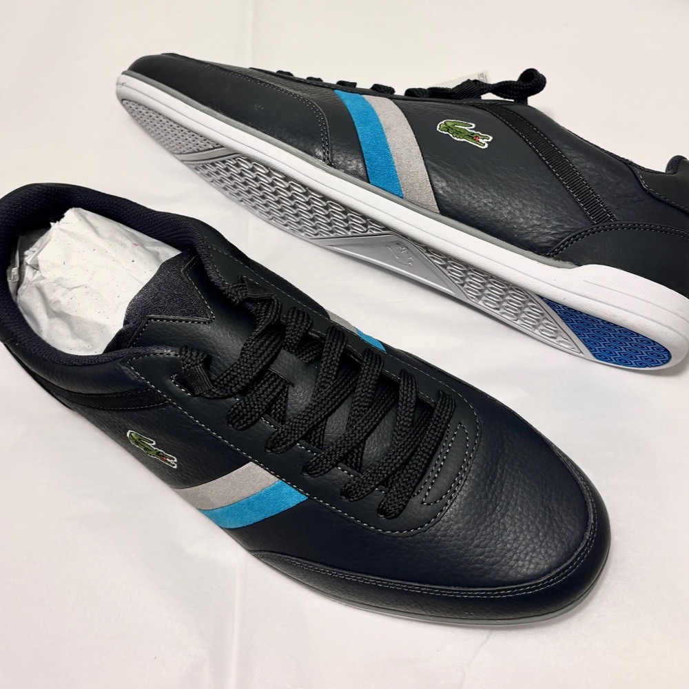 Lacoste Men's gray Sneakers with Blue and Gray Accents